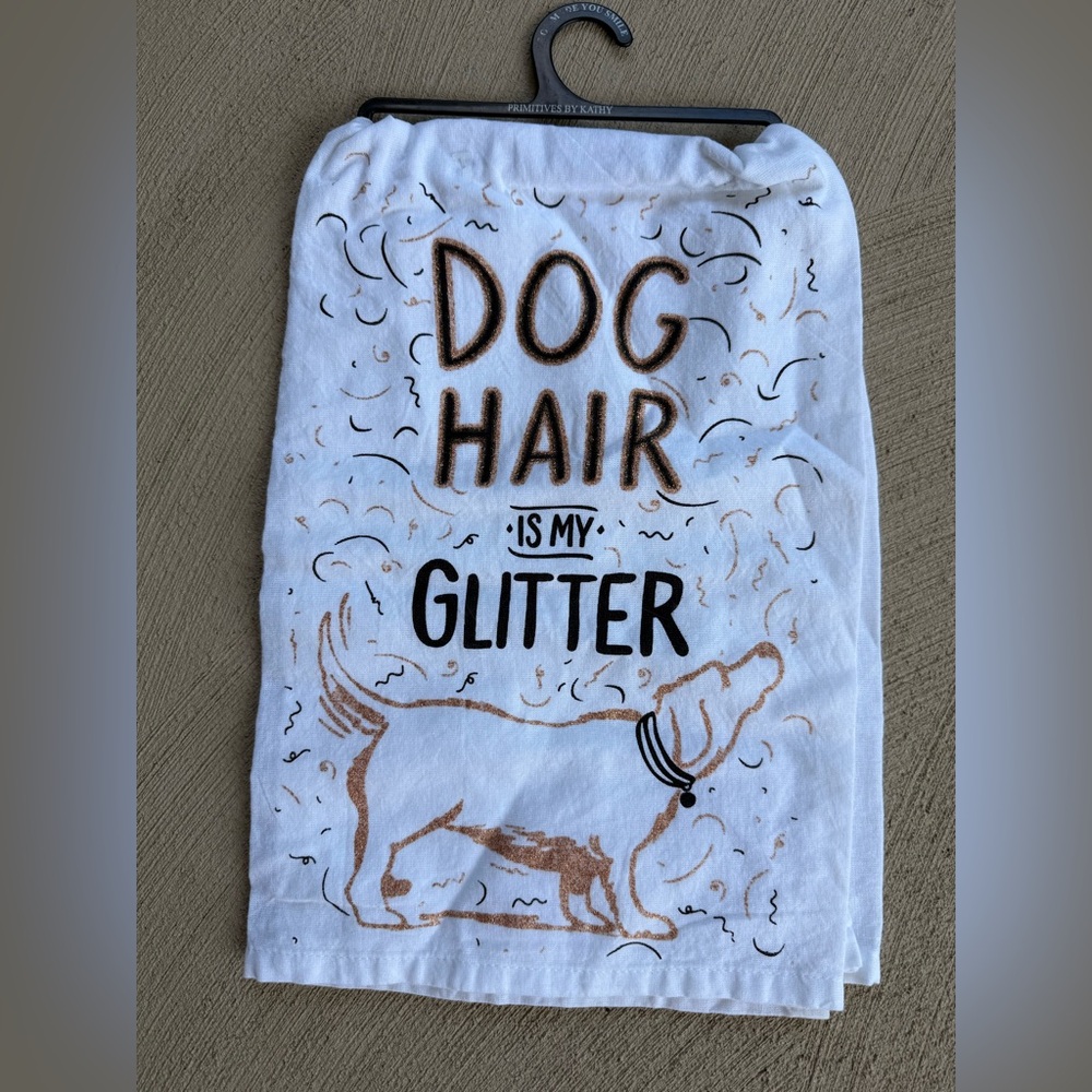 Dog Themed Primitives by Kathy White Cotton Kitchen Tea Dish Towel Holiday